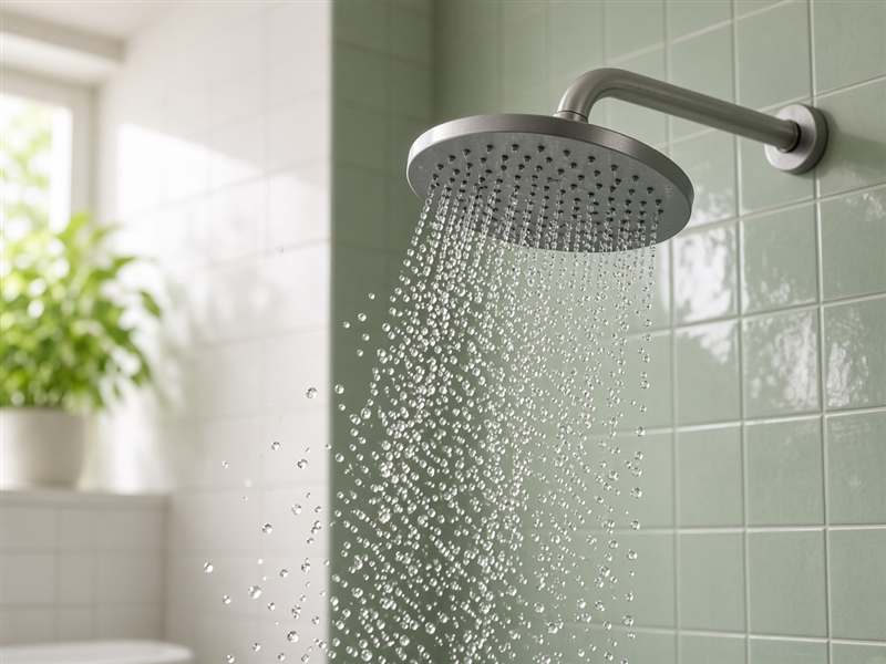 Chuveiro moderno com gotas de água em queda